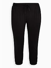Relaxed Fit Ruched Jogger - Stretch Challis Black, DEEP BLACK, hi-res