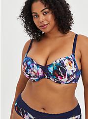 XO Push-Up Plunge Bra - Galaxy Blue with 360° Back Smoothing™ , FLORAL IN GALAXY, hi-res