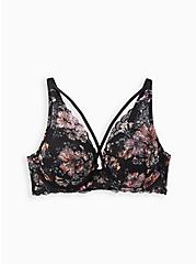 Push Up Plunge Strappy Bra - Lace Floral, HIBISCUS FLORAL, hi-res