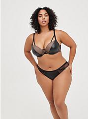 Plus Size Push-Up Plunge Bra - Faux Leather & Mesh Black with 360° Back Smoothing™, RICH BLACK, alternate