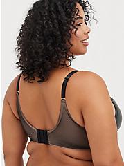 Plus Size Push-Up Plunge Bra - Faux Leather & Mesh Black with 360° Back Smoothing™, RICH BLACK, alternate