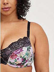 Plus Size XO Push-Up Plunge Bra - Satin & Lace Floral with 360° Back Smoothing™, FOREST FLORAL, alternate