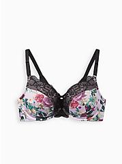 XO Push-Up Plunge Bra - Satin & Lace Floral with 360° Back Smoothing™, FOREST FLORAL, hi-res