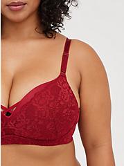 Plus Size Push-Up Wirefree Bra - Lace Red with 360° Back Smoothing™, BIKING RED, alternate