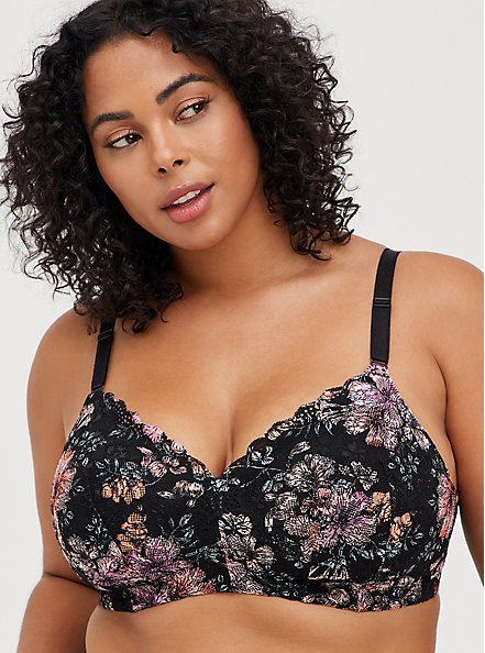 Lightly Lined Everyday Wire-Free Bra - Lace Floral with 360° Back Smoothing™ , HIBISCUS FLORAL, hi-res