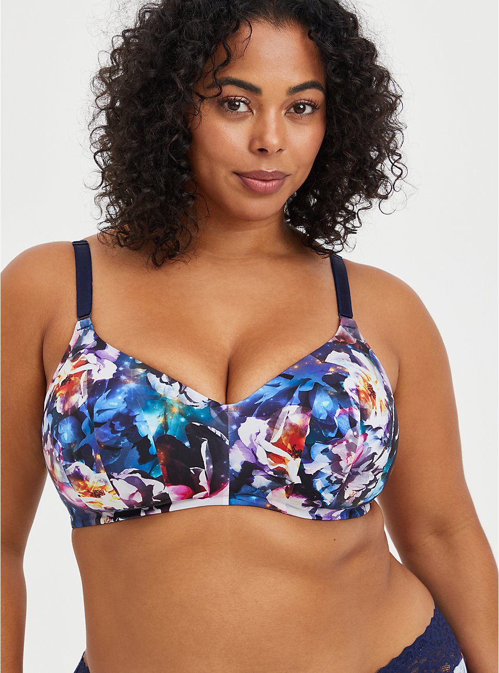 Lightly Lined Wire-Free Bra - Galaxy Blue with 360° Back Smoothing™ , FLORAL IN GALAXY, hi-res