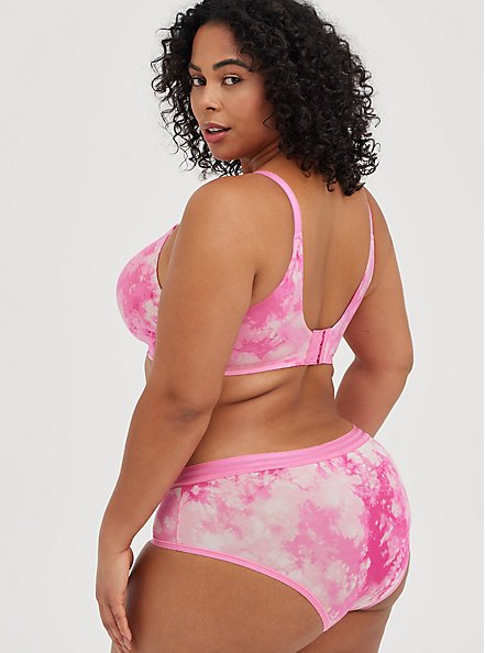 Breast Cancer Awareness Lightly Lined Wirefree Bra - Pink Tie Dye with 360º Back Smoothing™ , TIGER DYE, alternate