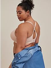 Plus Size Lightly Lined Wire-Free Bra - Microfiber Beige with Racerback, ROSE DUST, hi-res