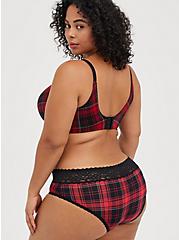 Lightly Lined Wirefree Bra - Plaid Red with 360° Back Smoothing™, NY PLAID, alternate