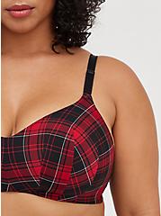 Plus Size Lightly Lined Wirefree Bra - Plaid Red with 360° Back Smoothing™, NY PLAID, alternate