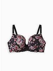 T-Shirt Push-Up Print 360° Back Smoothing™ Bra, WATERCOLOR EXPLOSION FLORAL RICH BLACK, hi-res