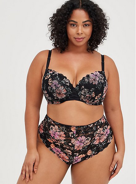 Plus Size Lightly Lined T-Shirt Bra - Lace Floral with 360° Back Smoothing™ , HIBISCUS FLORAL, alternate