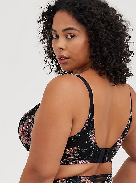 Plus Size Lightly Lined T-Shirt Bra - Lace Floral with 360° Back Smoothing™ , HIBISCUS FLORAL, alternate