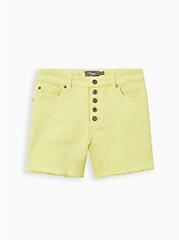 Plus Size High Rise Midi Short - Vintage Stretch Yellow, SUNNY LIME, hi-res