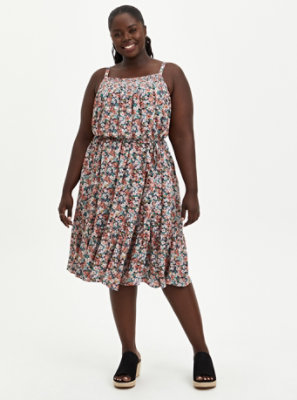 Trapeze Midi Dress - Gauze Floral, FLORAL - MULTI, hi-res