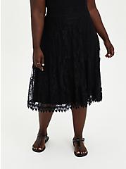 Midi Lace Crop Top And Skirt Set, DEEP BLACK, alternate