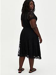 Midi Lace Crop Top And Skirt Set, DEEP BLACK, alternate