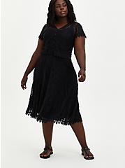 Midi Lace Crop Top And Skirt Set, DEEP BLACK, hi-res