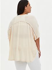 Plus Size Sand Crinkle Gauze Shawl Kimono, SAND, alternate