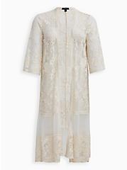 Plus Size Embroidered Mesh Kimono, OPTIC WHITE, hi-res