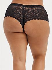 Plus Size Open Gusset Cheeky Panty - Lace Black, RICH BLACK, alternate