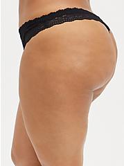 Open Gusset Thong Panty - Lace Black, RICH BLACK, alternate