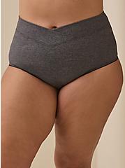 Microfiber Mid-Rise Brief Heather Panty, CHARCOAL HEATHER, alternate