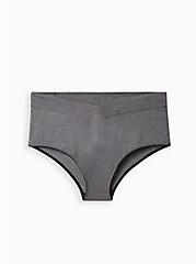 Microfiber Mid-Rise Brief Heather Panty, CHARCOAL HEATHER, hi-res
