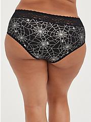 Wide Lace Trim Cheeky Panty - Cotton Webs Black And Silver, RAINBOW WEBS, alternate