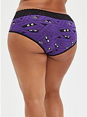 Plus Size Wide Lace Trim Cheeky Panty - Cotton Mummy Wrap Purple, UNDER WRAPS, alternate