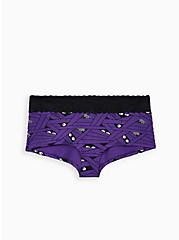 Wide Lace Trim Boyshort Panty - Cotton Mummy Wrap Purple, UNDER WRAPS, hi-res