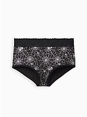 Wide Lace Trim Brief Panty - Cotton Webs Black And Silver, RAINBOW WEBS, hi-res