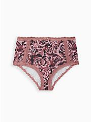 Plus Size Brief Panty - Microfiber & Lace Rose Camo , ROSEY CAMO, hi-res
