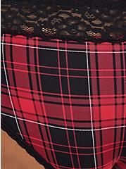 Wide Lace Second Skin Hipster Panty -  Plaid Red, NY PLAID, alternate