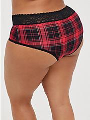 Wide Lace Trim Cheeky Panty - Second Skin Plaid Red, NY PLAID, alternate