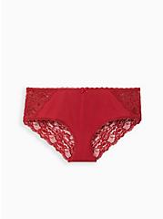 Lattice Back Hipster Panty - Microfiber & Lace Red, BIKING RED, hi-res