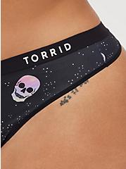 Active Thong Panty - Microfiber Floral Skull Black, GALAXY SKULLS, alternate