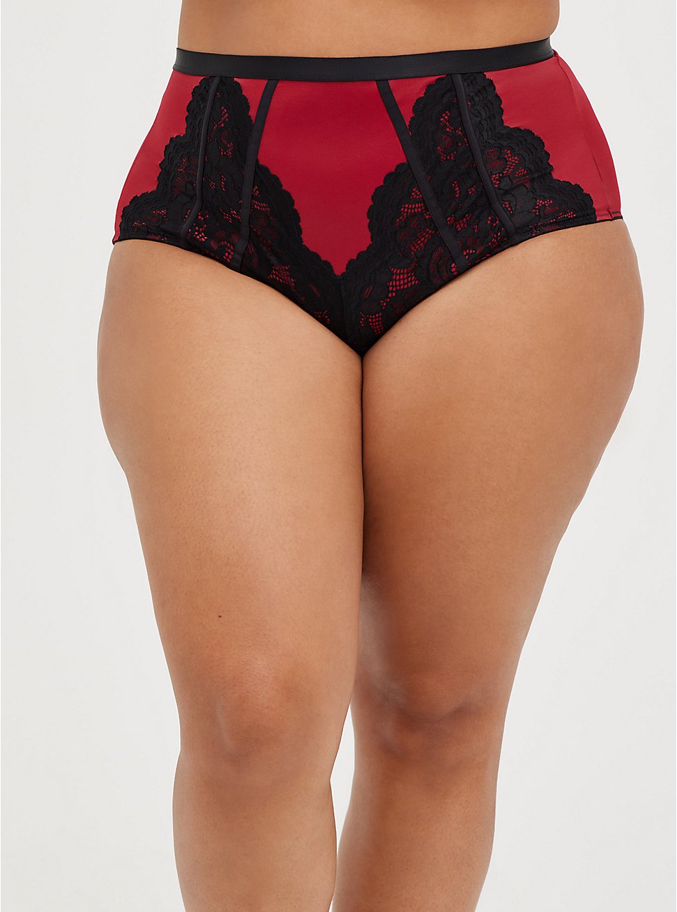 Plus Size 360° Smoothing Brief Panty - Microfiber Red & Black, BIKING RED, hi-res