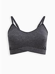 Lightly Lined Heather Cross Front Bralette, CHARCOAL HEATHER, hi-res