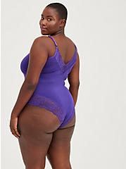 Scoop Neck Bodysuit - Seamless Lace Flirt Purple, PURPLE, alternate