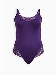 Scoop Neck Bodysuit - Seamless Lace Flirt Purple, PURPLE, hi-res