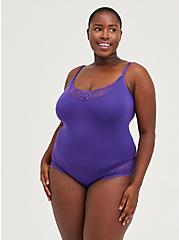 Scoop Neck Bodysuit - Seamless Lace Flirt Purple, PURPLE, hi-res