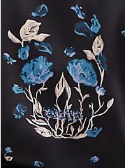 Long Robe - Satin Floral Skull Black, PETAL METAL, alternate