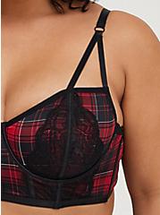 Unlined Longline Strappy Bralette - Plaid Red, NY PLAID, alternate
