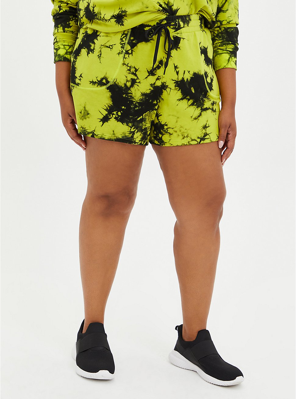 Plus Size Green French Terry Tie Dye Active Short, TIE DYE, hi-res