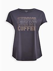 Grey Strong LIke My Coffee Wicking Active Tee , GREY, hi-res