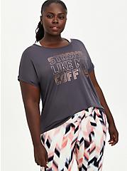 Plus Size Grey Strong LIke My Coffee Wicking Active Tee , GREY, hi-res