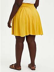 Yellow Woven Smock Waist Skater Skirt, , alternate
