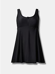 Plus Size Active Swim Dress With Pocket Short - Black, DEEP BLACK, hi-res