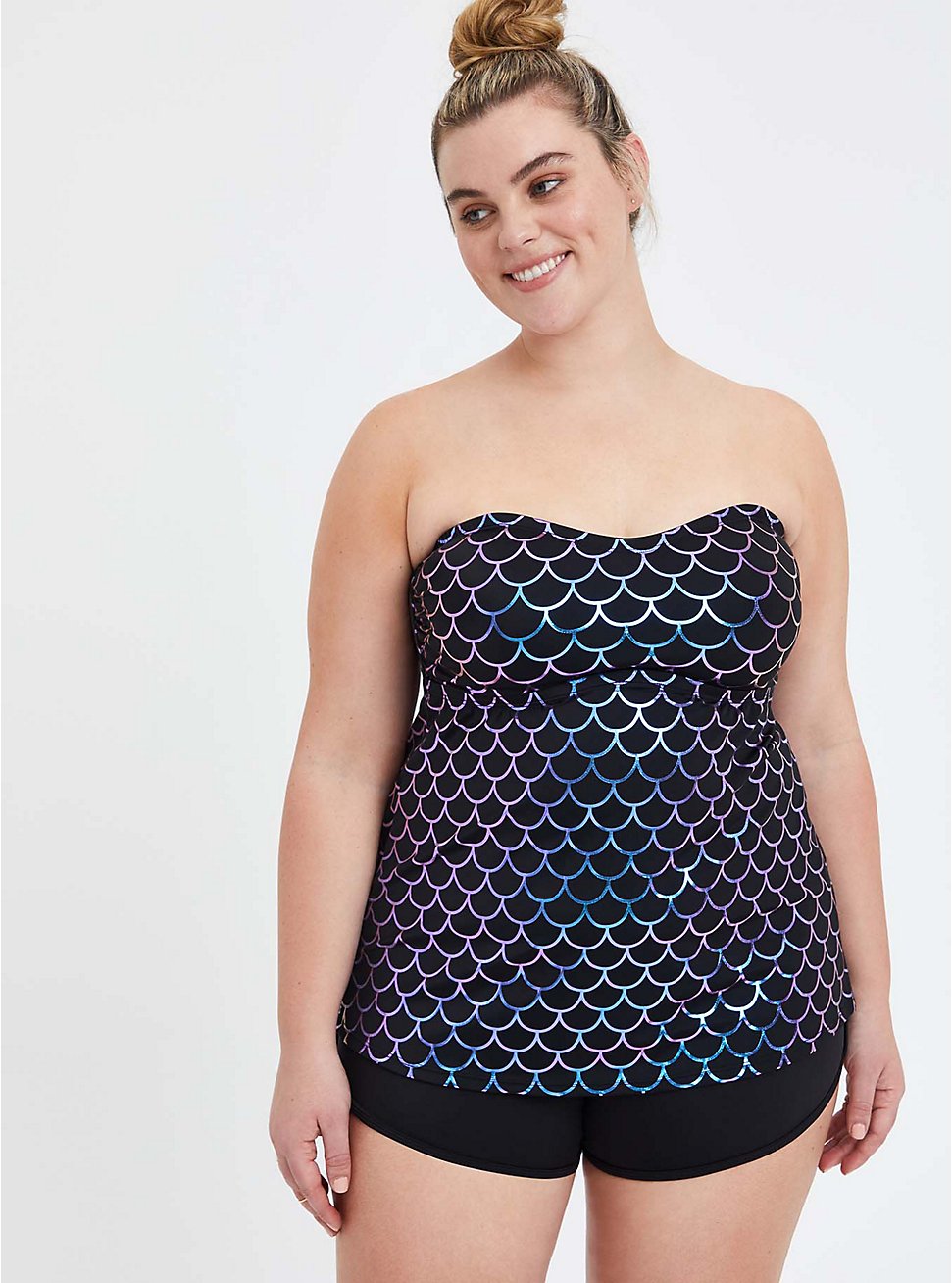Wireless Fitted Strapless Tankini, MERMAID, hi-res